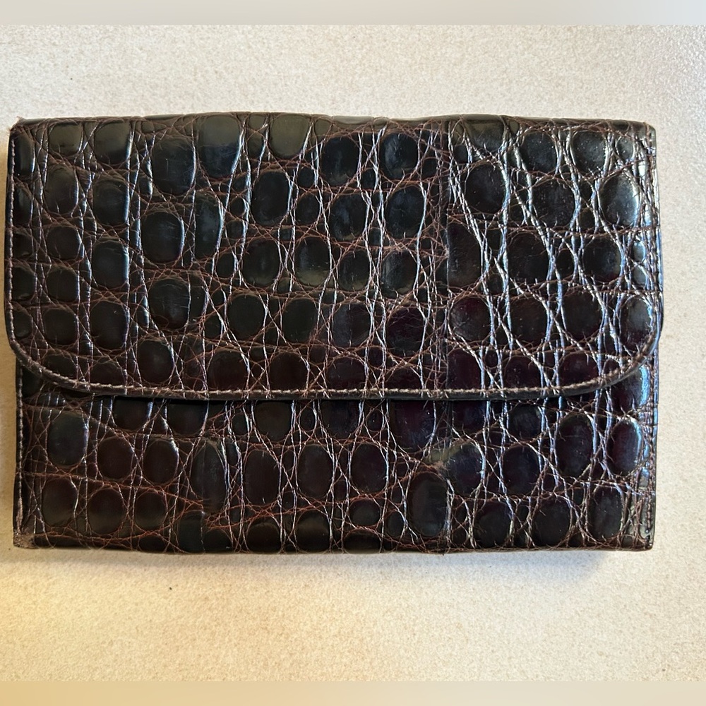Genuine Brown Crocodile Leather Rectangular Walle… - image 2